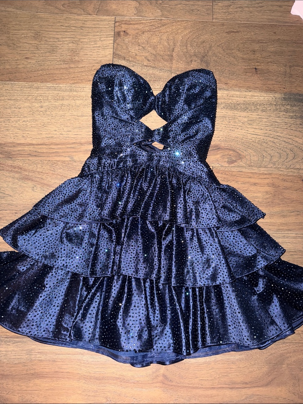 Sherri hill navy rhinestone homecoming dress size 000